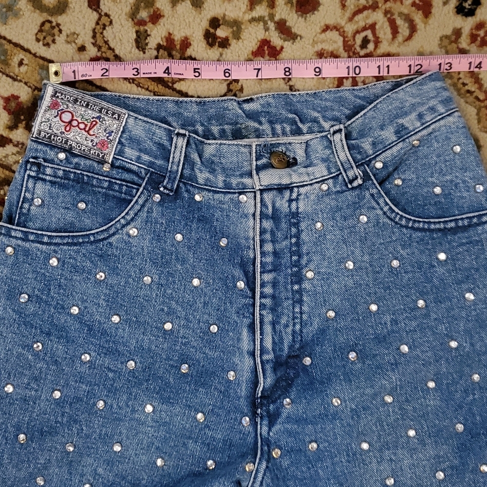 Vintage 80s Opal by Hot Property Allover Studded High Rise Jeans, Size 6 - Picture 8 of 10